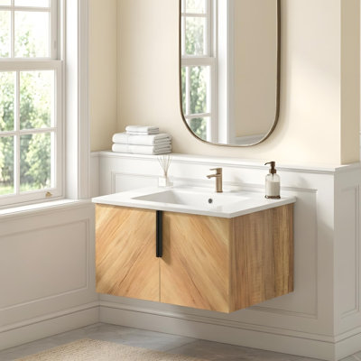 Meuble-lavabo de 30 po avec lavabo en céramique et armoire avec portes