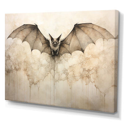 Ailes ouvertes de chauve-souris beiges sur toile