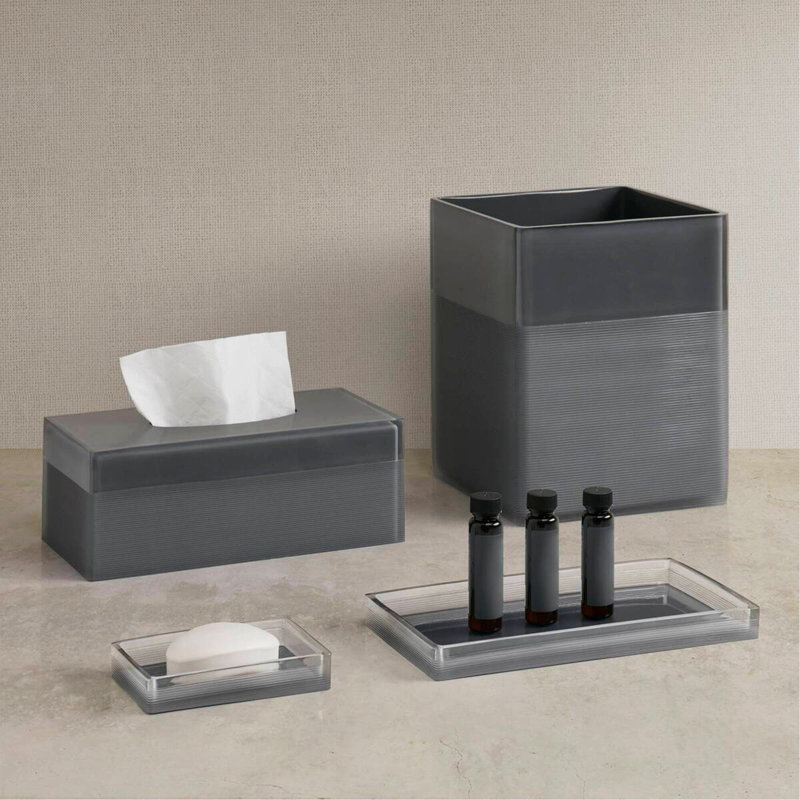 Ensemble d'accessoires de salle de bain taille unique, brume gris anthracite, Brume gris anthracite