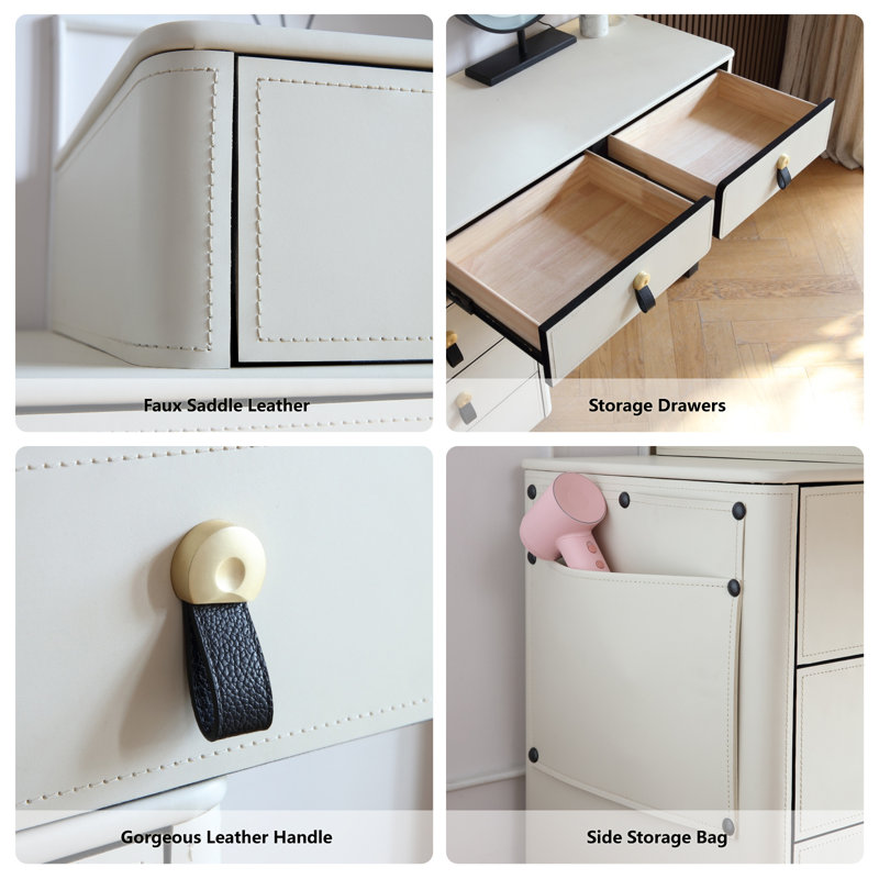 Ensemble de coiffeuse et tabouret de bar Barenia