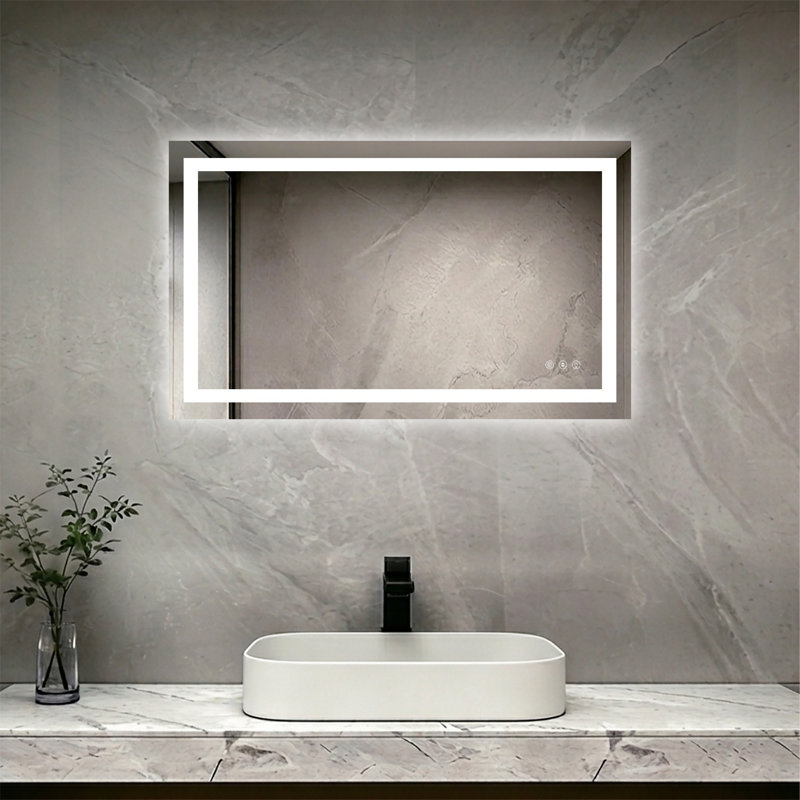 40" X 24" LED Bathroom Mirror With Dimmable Light Anti-Fog Lighted Vanity Mirror With 3 Color Modes, IP44 Waterproof Horizontal/Vertical Mount