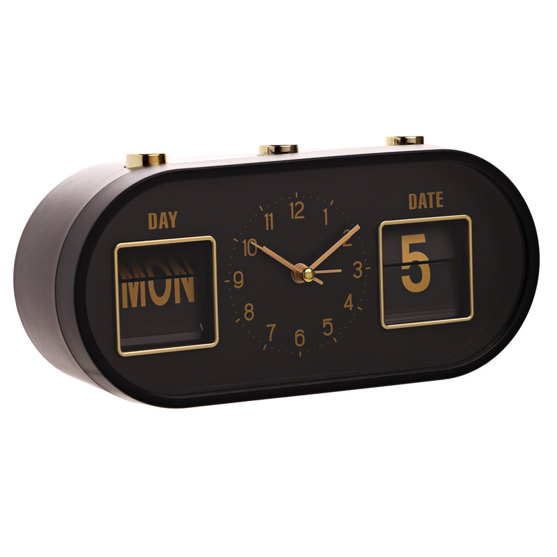 Quartz movement / Crystal Alarm Tabletop Clock in Gold Black