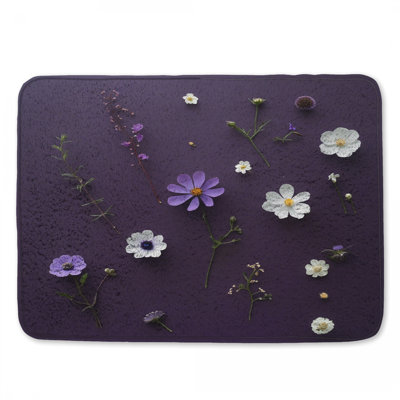 Tapis de bain fleurs mauves