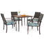 Ensemble repas de patio 5 pièces avec plateau en bois et plastique et trou pour parasol