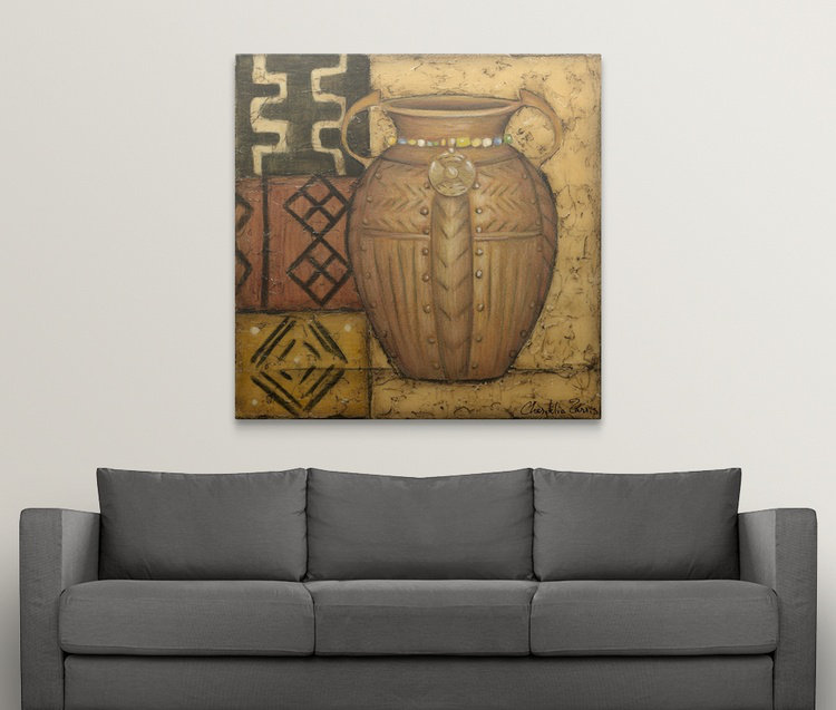 « i » chariklia zarris, reproduction d’art African Earthenware, H 35 po x l 35 po x P 1,5 po, Toile
