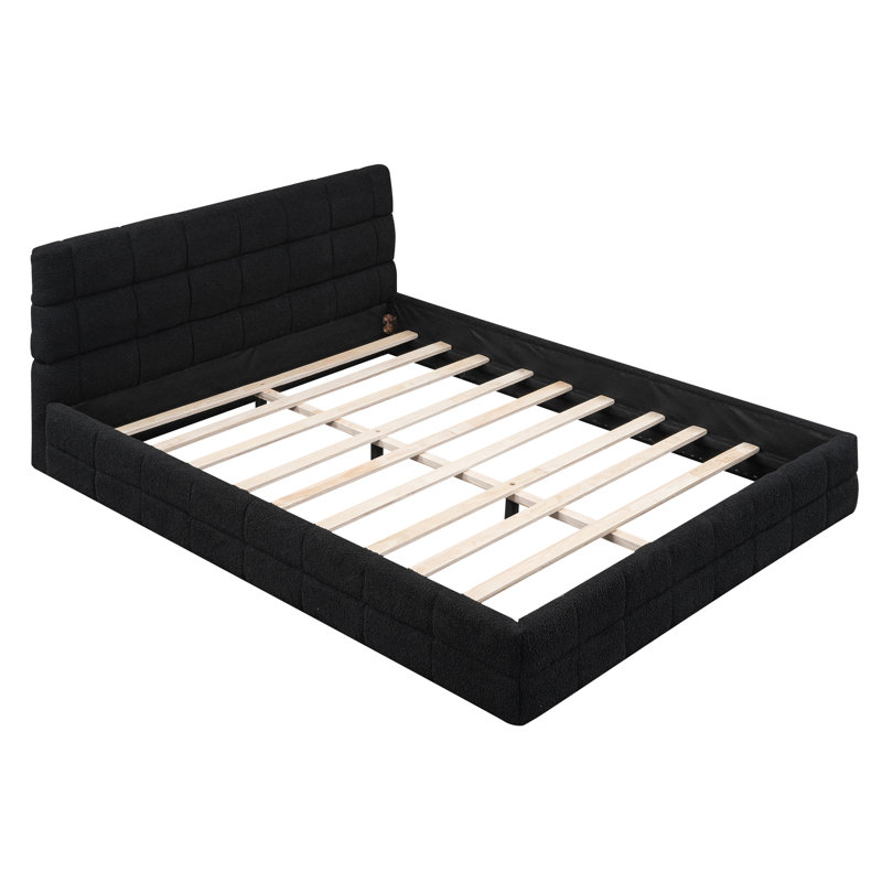 Grand lit plateforme tapissier, Noir