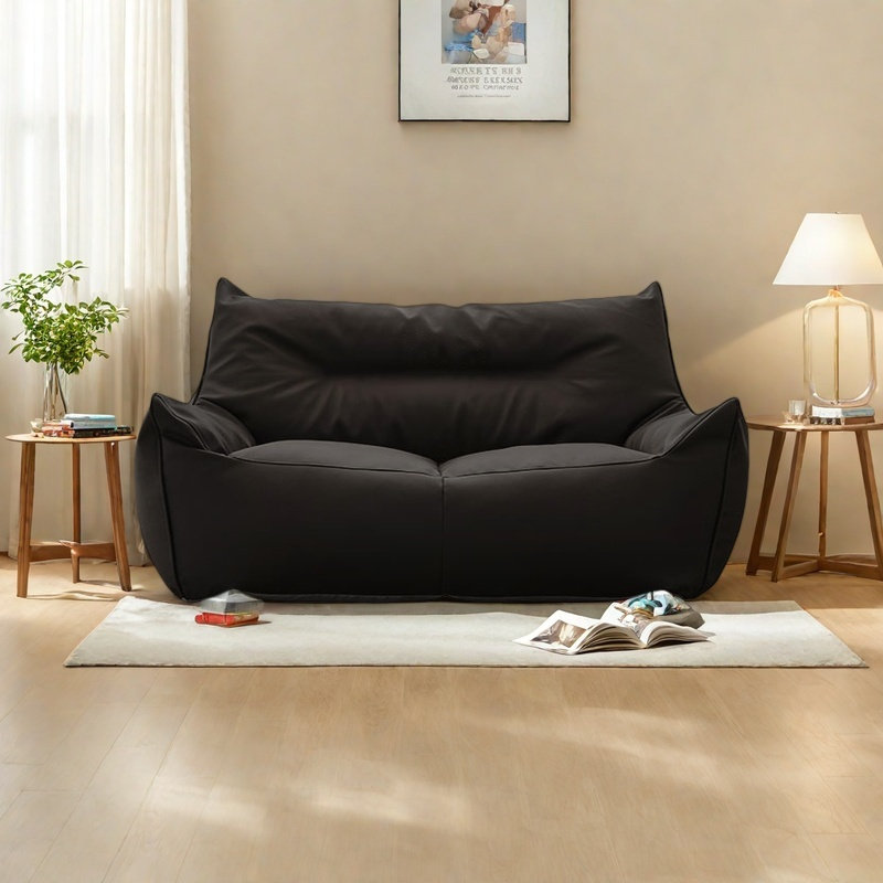 Canapé à billes rétro, Noir, noir, noir, noir, H 25,59 po x l 62,99 po x P 35,43 po