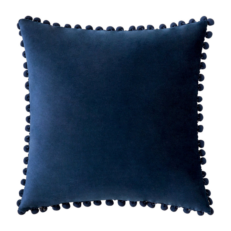 Housse de coussin en velours, Bleu très foncé, 18 po x 18 po, Polyester