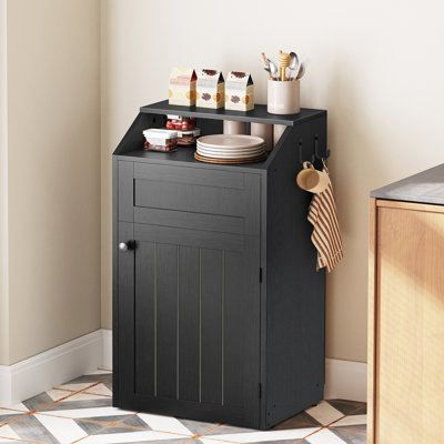 10 Gallon Trash Cabinet, Freestanding Trash Can Cabinet, Wooden Recycling with Flip Door, Hidden Kitchen Garbage Can