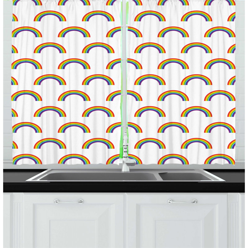 Blue Evil Eye Polyester Kitchen Curtain Set