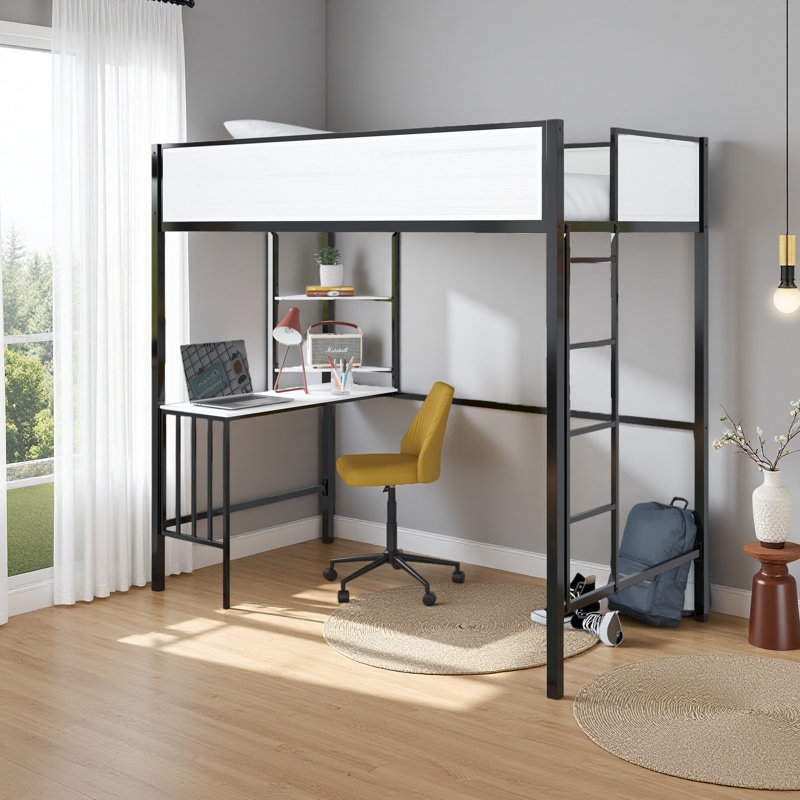 Loft Bed With Desk & Shelves, Twin