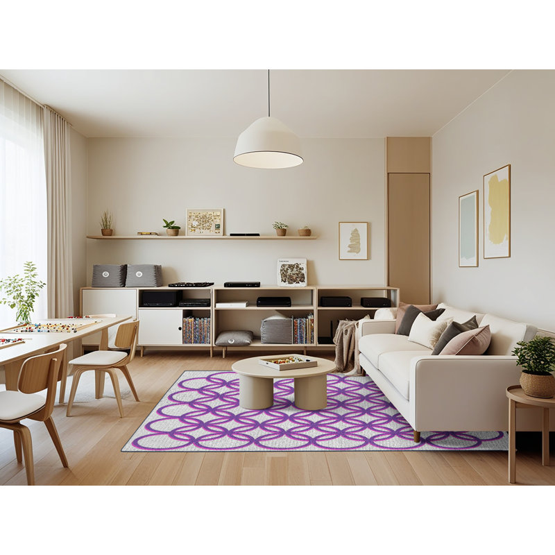 Tapis mauve à motif géométrique Knupp, Rectangle 7 pi x 9 pi