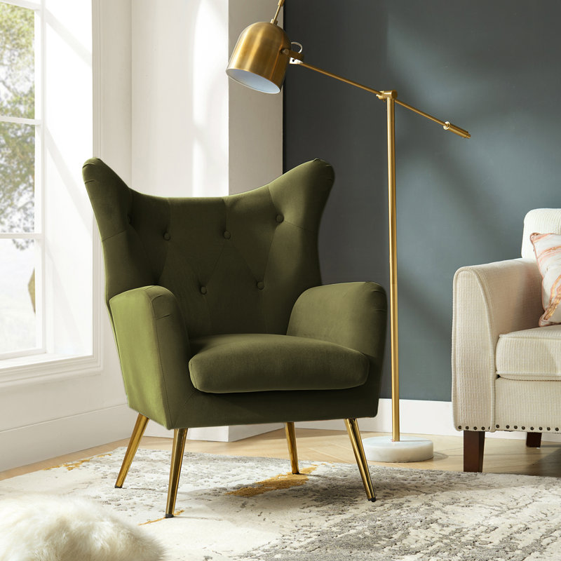Fauteuil à oreilles 29,25 po Avianna, Moss Velvet