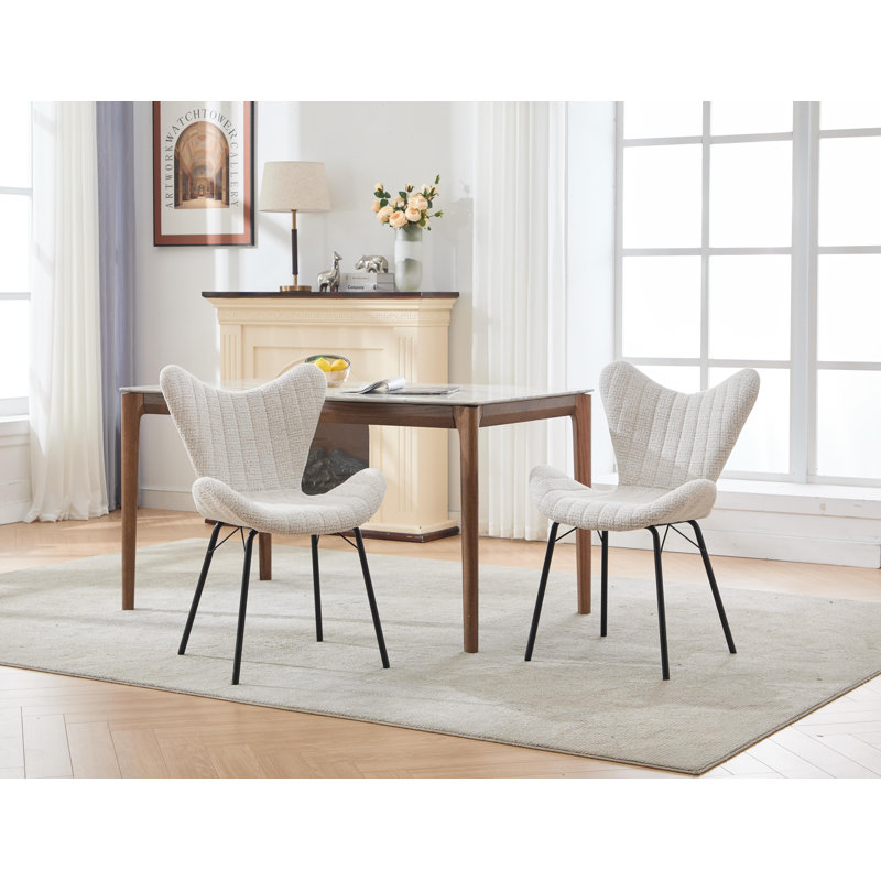 49cm H Upholstered Metal Accent, White
