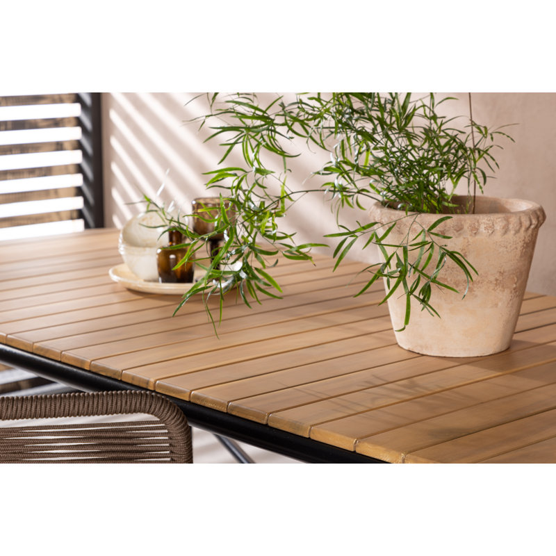 Arlisha Acacia Metal Base Dining Table