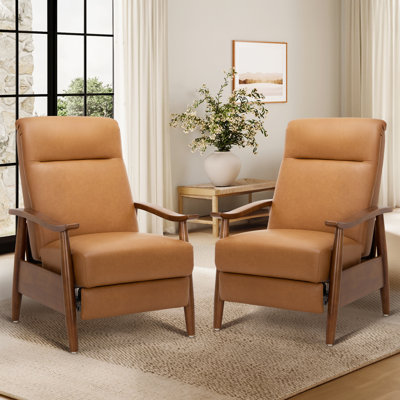 Penning Walnut Breathable Leather Push-Back Recliner 
