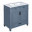 Retro Style 30'' Blue Bathroom Vanity, Solid Wood Frame, Ceramic Sink, Soft - Closing Hinges, , Ample Storage, Exquisite Metal Handle, Smooth Drawer Slide Style, Glossy Basin, Hardware, Unique Pattern