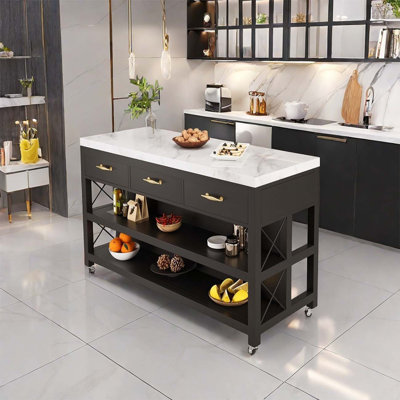 Movable marble island, metal base counter by Hart Enjoy life