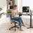 Armless Swivel Office Chair Faux Leather Upholstered Waterproof Desk Chair Ergonomic Adjustable Computer Chair-1106344800