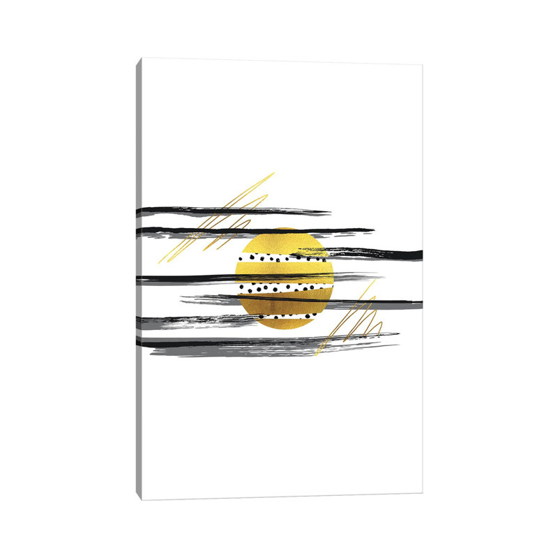 Deco Lines III – Full Moon by Melanie Viola - Wrapped Canvas Painting, 20.32 cm H x 30.48 cm W