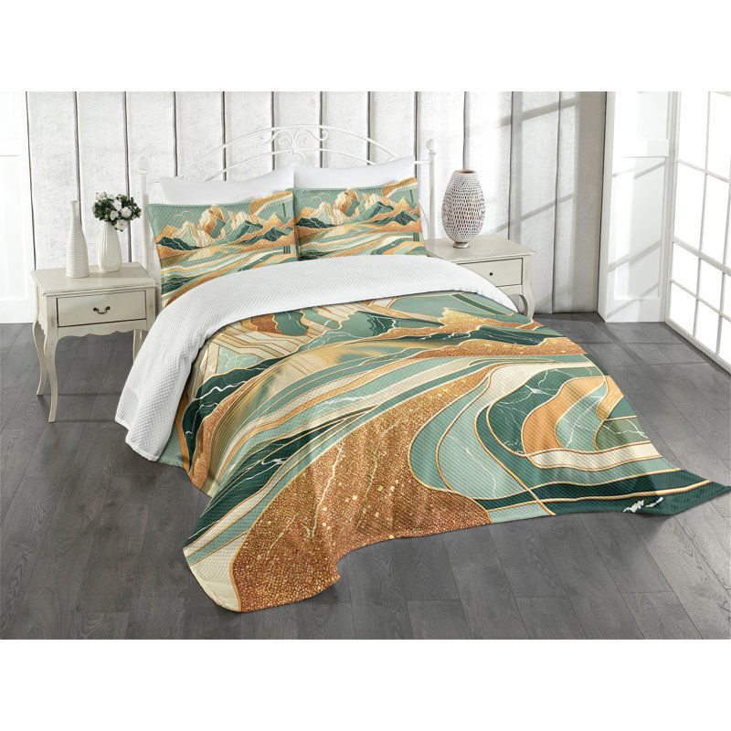 Polyester Abstract Coverlet, King Coverlet / Bedspread + 2 Standard Shams