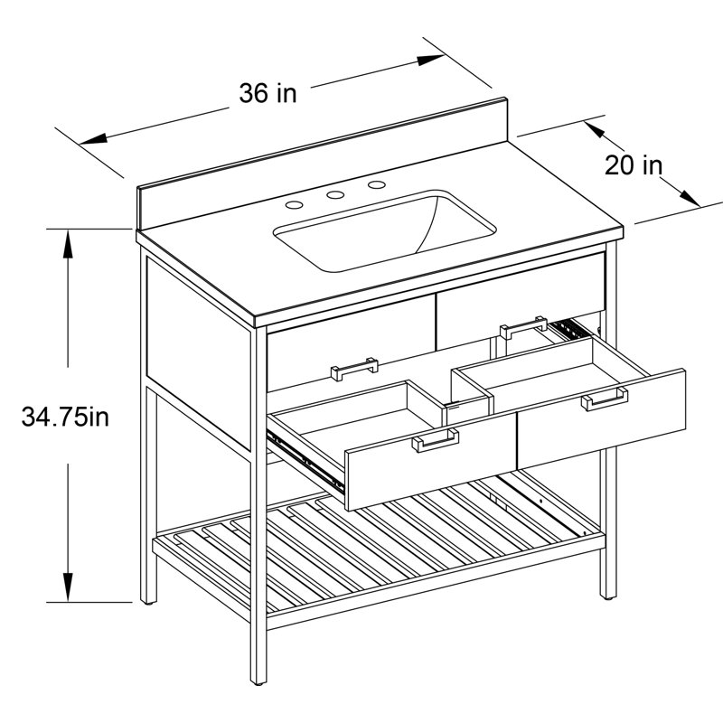 36 base de meuble-lavabo simple en or seulement
