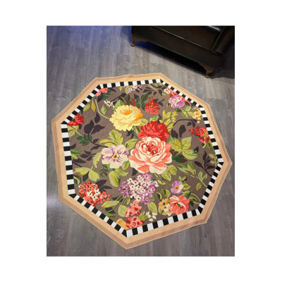 Flower Pattern Decorative Non-Slip Based Washable Carpet