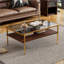 Verre trempé gris Table basse Golden Legs pour salon, facile à nettoyer et durable