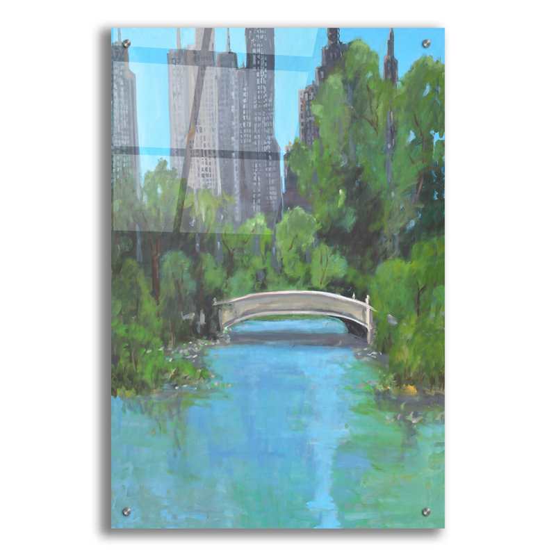 Art mural en verre épique «City Park» par Allayn Stevens, 24 po x 36 po, H 36 po x l 24 po