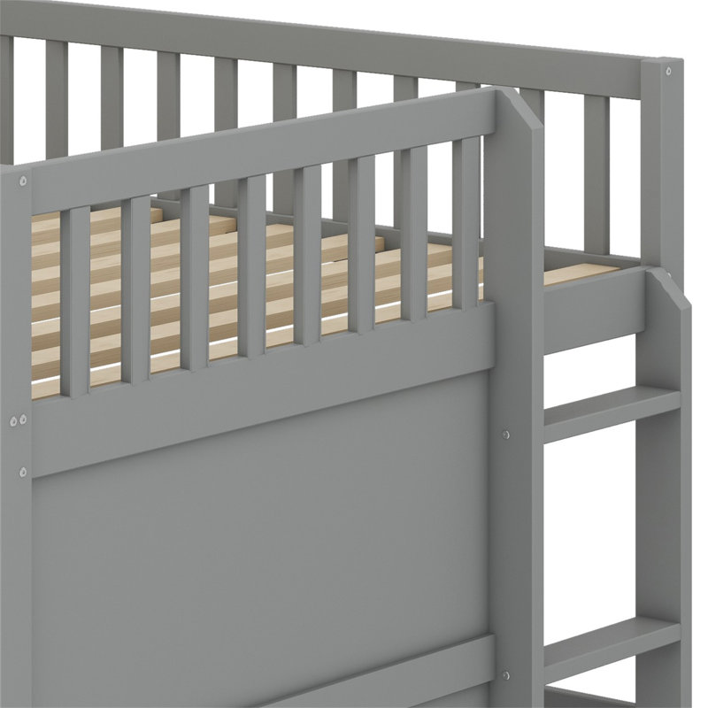 Lit mezzanine Abhir Kids, Gris / blanc, Full