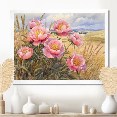 Pivoines le long de la route de campagne II - Pivoines, art mural de salon