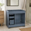 Meuble-lavabo autoportant de 90,8 cm (35,74 po) sans lavabo, structure en bois massif, 3 tiroirs et portes à fermeture douce, style moderne bleu