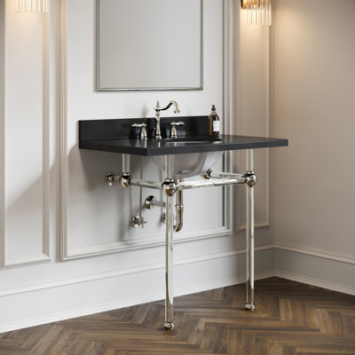 Évier de console en granite noir KVPK36KA0 de 36 po avec pieds en acrylique Kingston