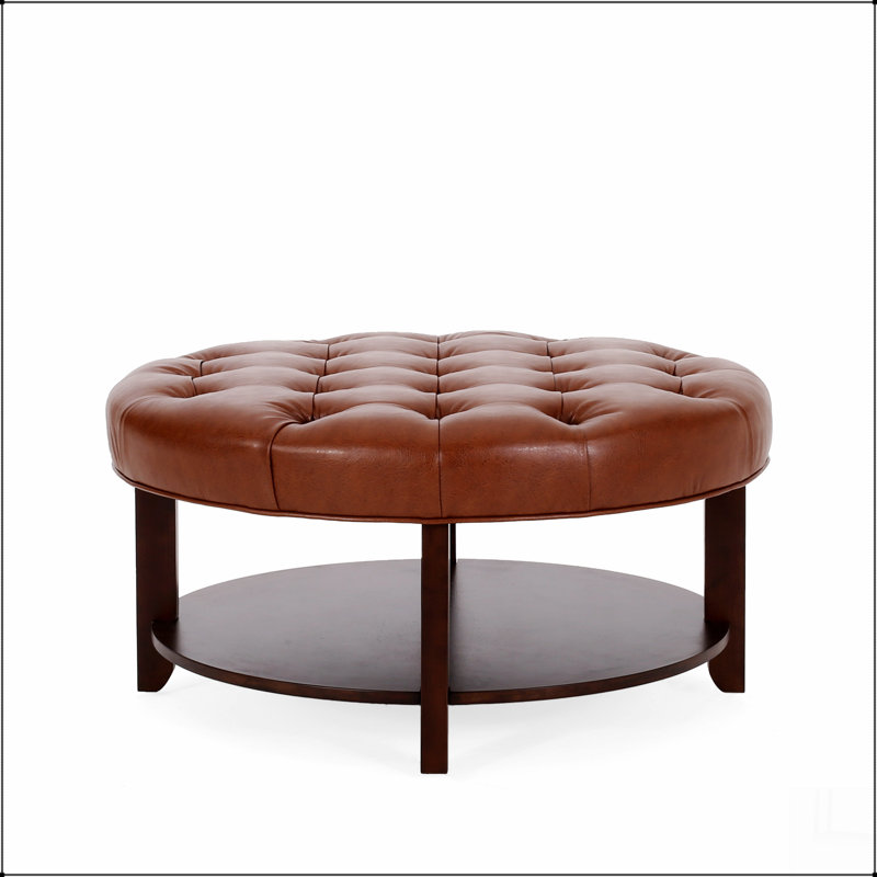 ROUND OTTOMAN, Light Brown