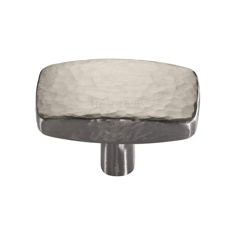 Heritage Brass Cabinet Knob Rectangular Hammered Design, 2.8cm H x 2.2cm W x 4.1cm D