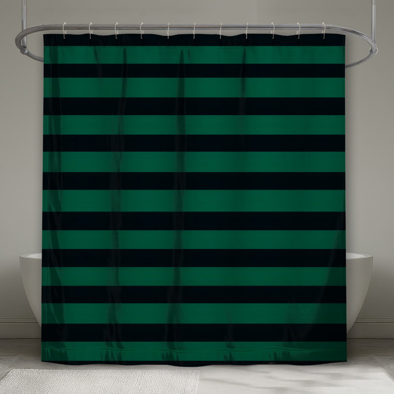 Rideau de douche à rayures - Motif de décor de salle de bain moderne, L 70 po x H 93 po, Rayures vertes