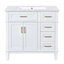 Meuble-lavabo moderne 36 po avec lavabo en céramique blanc, portes à fermeture douce, 4 tiroirs de rangement, conception élégante pour les petites salles de bain