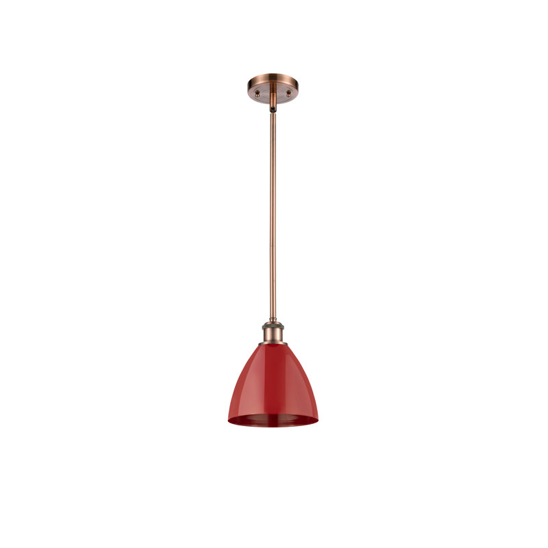 Luminaire suspendu conique à 1 lumière, Rouge, Cuivre antique
