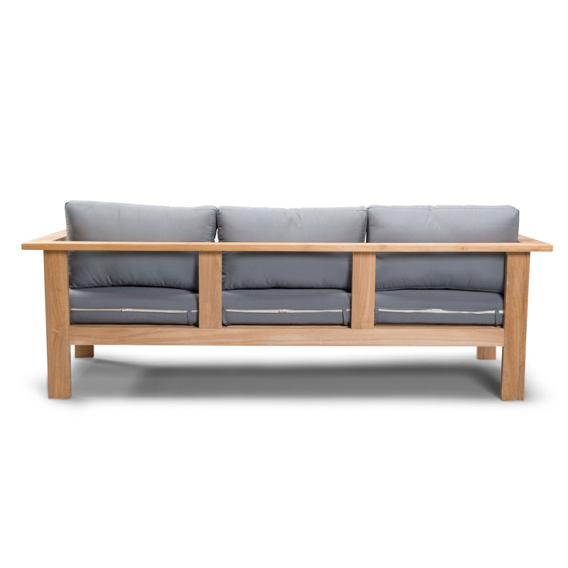 Ando Teak Patio Sofa with Sunbrella Cushions, Canvas Charcoal Sunbrella® Canvas