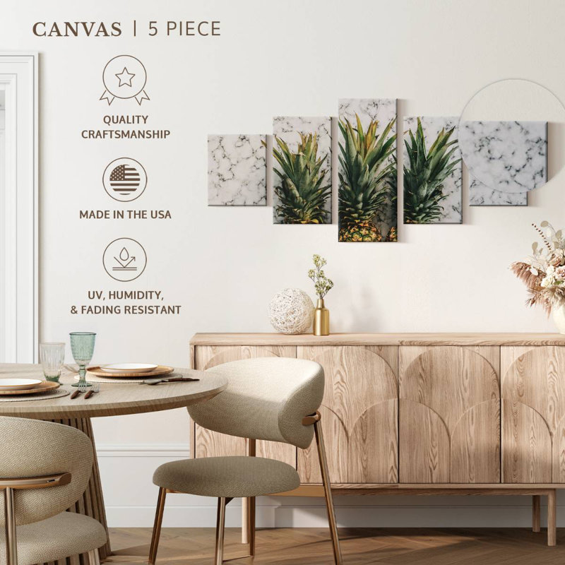 Marble Tiles With Pineapple, 24" H x 55" W