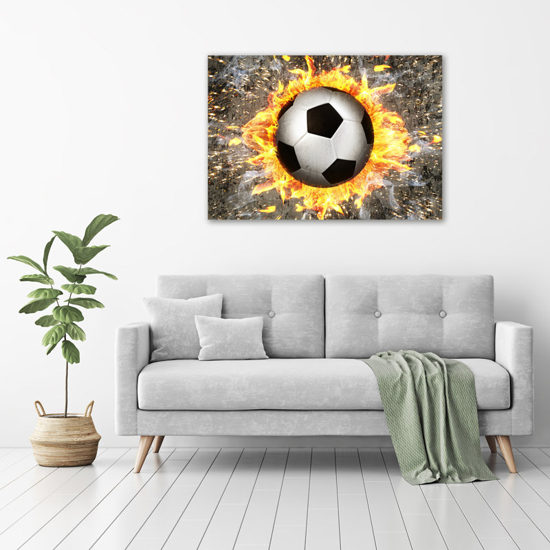 Burning Soccer Ball - Wrapped Canvas Print