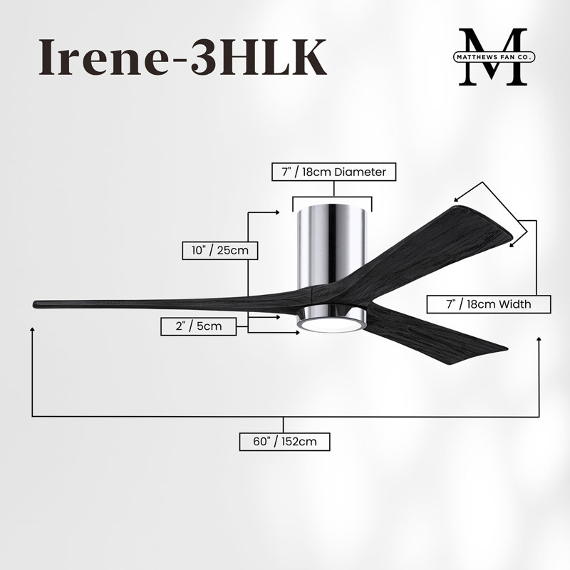 Irene LED Ceiling Fan, Polished Chrome, Matte Black, 60"