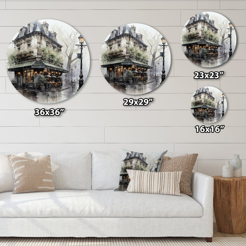 «Paris Montmartre Mist - Cityscapes Round Metal Art», H 29 po x l 29 po