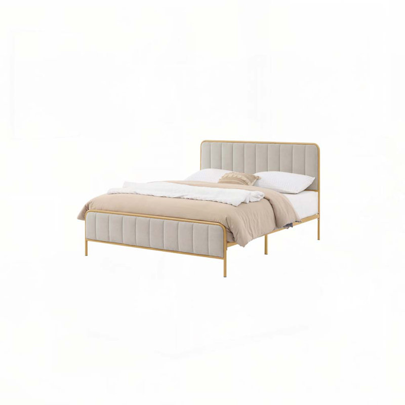 Upholstered Bed Frame, Khaki