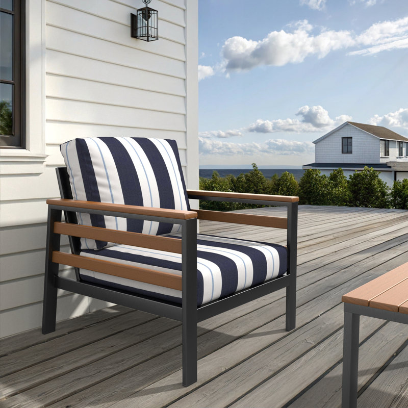 Chaise de patio avec coussins Sunbrella® Townsend, Sunbrella Relate Harbor, Brun