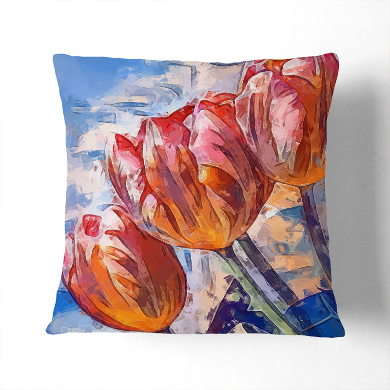 Floral Square Throw Cushion, Black, 40cm H x 40cm W x 15cm D