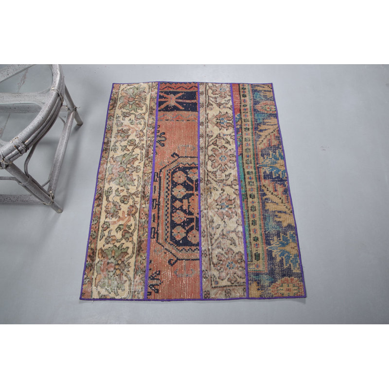 Tapis traditionnel turc traditionnel en patchwork de couleur verte - Idéal pour la décoration de tapis d'entrée 9258