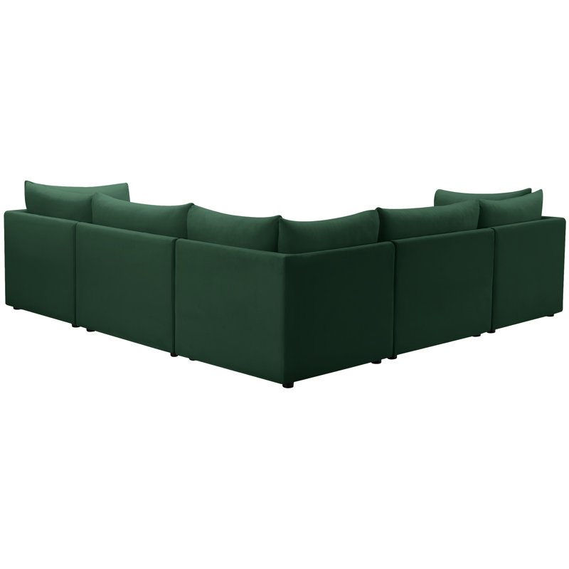 Ensoll Velvet L-Shaped Sectional Reversible, Green Velvet