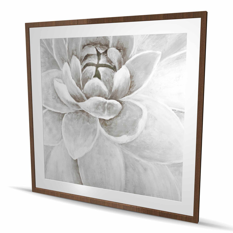 Chrysanthème blanc délicat - imprimé floral mat encadré