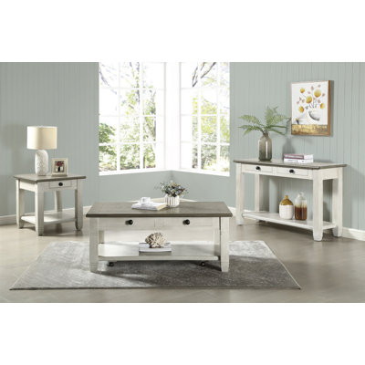Table de bout Verduzco 24 "deux tons gris antique avec tiroir de rangement et tablette ouverte